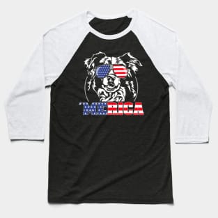 Proud Border Collie American Flag Merica Baseball T-Shirt